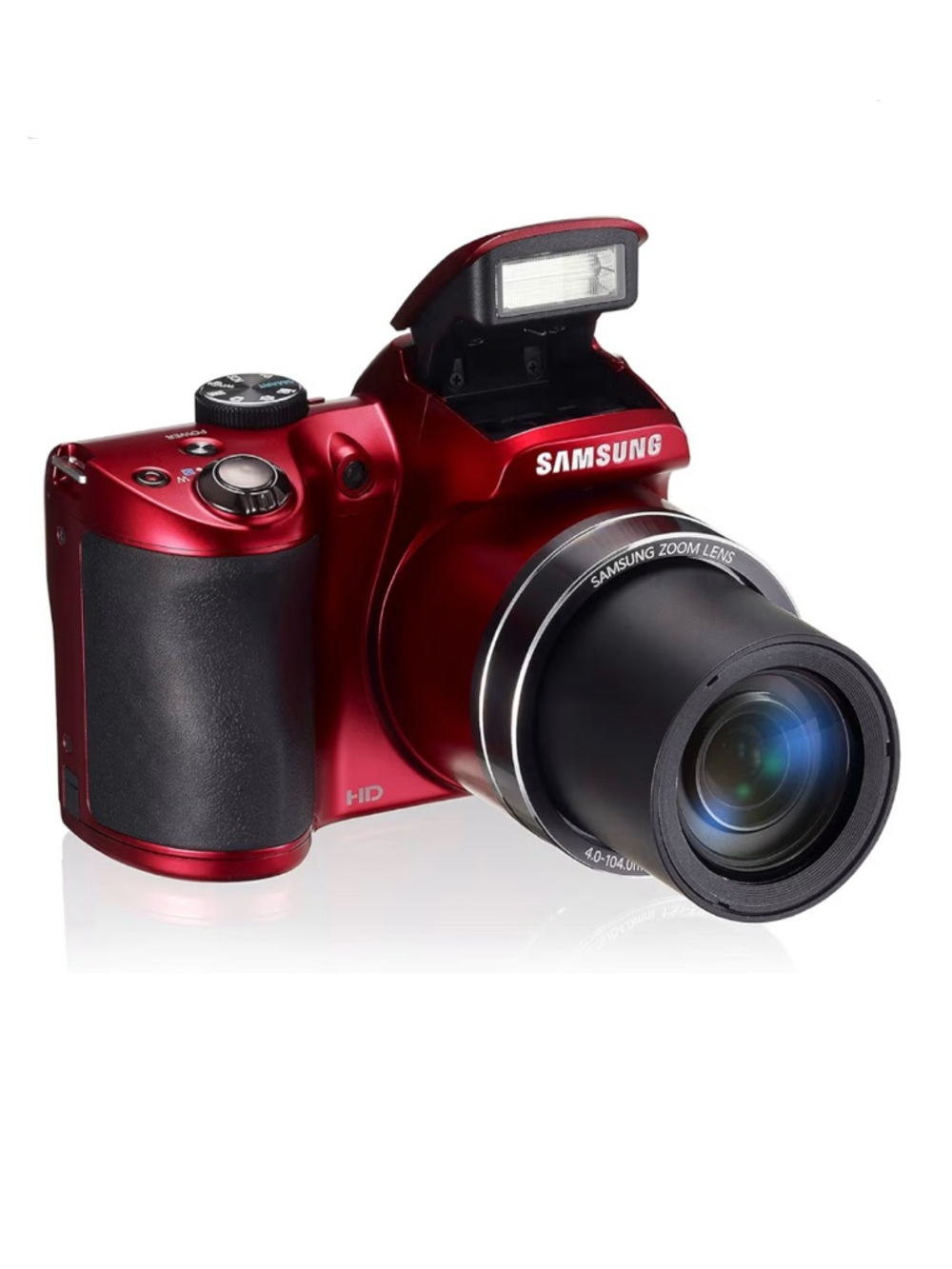 Samsung WB100 Red Digital Camera with Built-in Flash and Strap